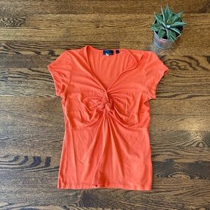 KAPALUA Vintage Short Sleeve V-Neck Orange Top.  Size: Small